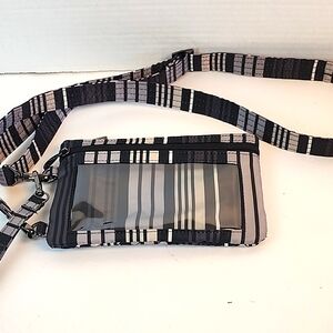 Lug Crossbody Bag in Black and Gray Stripes